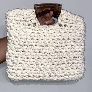 Hand knitted White Purse